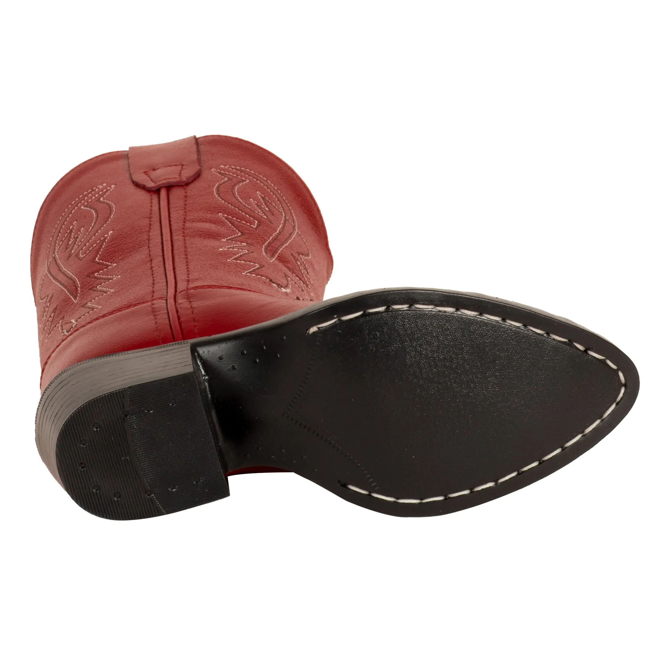 Old West Red Childrens Girls Corona Leather J Toe Cowboy Western Boots 11.5 D