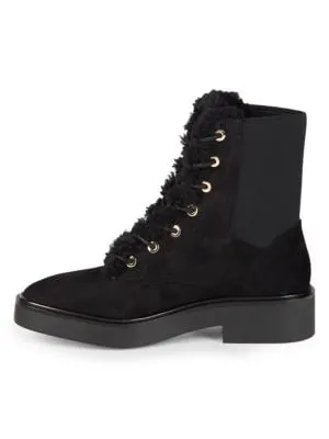 Stuart Weitzman
 Henley Chill Suede & Shearling Combat Boots